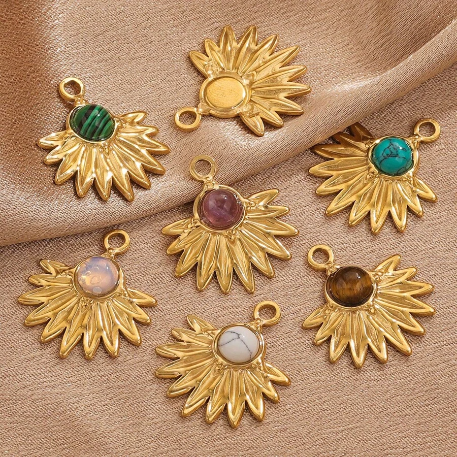 3pcs Stainless Steel Fan Shape Colorful Pendant DIY Necklace Earrings Jewelry Accessories Making