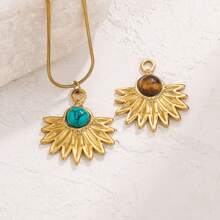 3pcs Stainless Steel Fan Shape Colorful Pendant DIY Necklace Earrings Jewelry Accessories Making