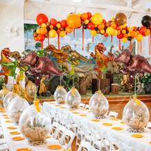 GRUPO CARNAVALLIA 5 Globos Metálicos Dinosaurios Pequeños Centro Mesa Dino - Multicolor - Ver 5