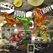 GRUPO CARNAVALLIA 5 Globos Metálicos Dinosaurios Pequeños Centro Mesa Dino - Multicolor - Ver 4