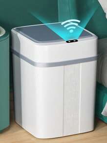 פח אשפה חיישן חכם אחד עם מכסה, מתאים למטבח ולחדר רחצה, עמיד למים וריח, פתיחה וסגירה אוטומטית לחלוטין, פח אשפה צר - לבן - ראה 1