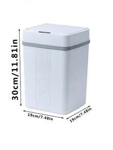 פח אשפה חיישן חכם אחד עם מכסה, מתאים למטבח ולחדר רחצה, עמיד למים וריח, פתיחה וסגירה אוטומטית לחלוטין, פח אשפה צר - לבן - ראה 2