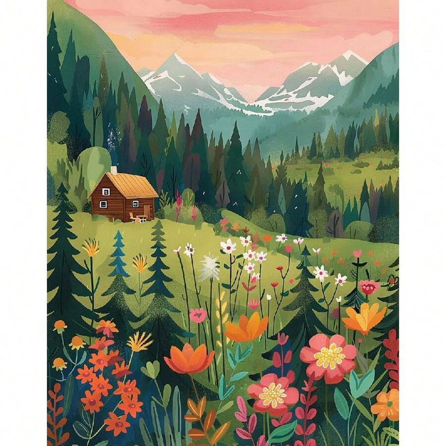 1pc Village Diy Painting By Numbers For Adults Kits Landscape Picture