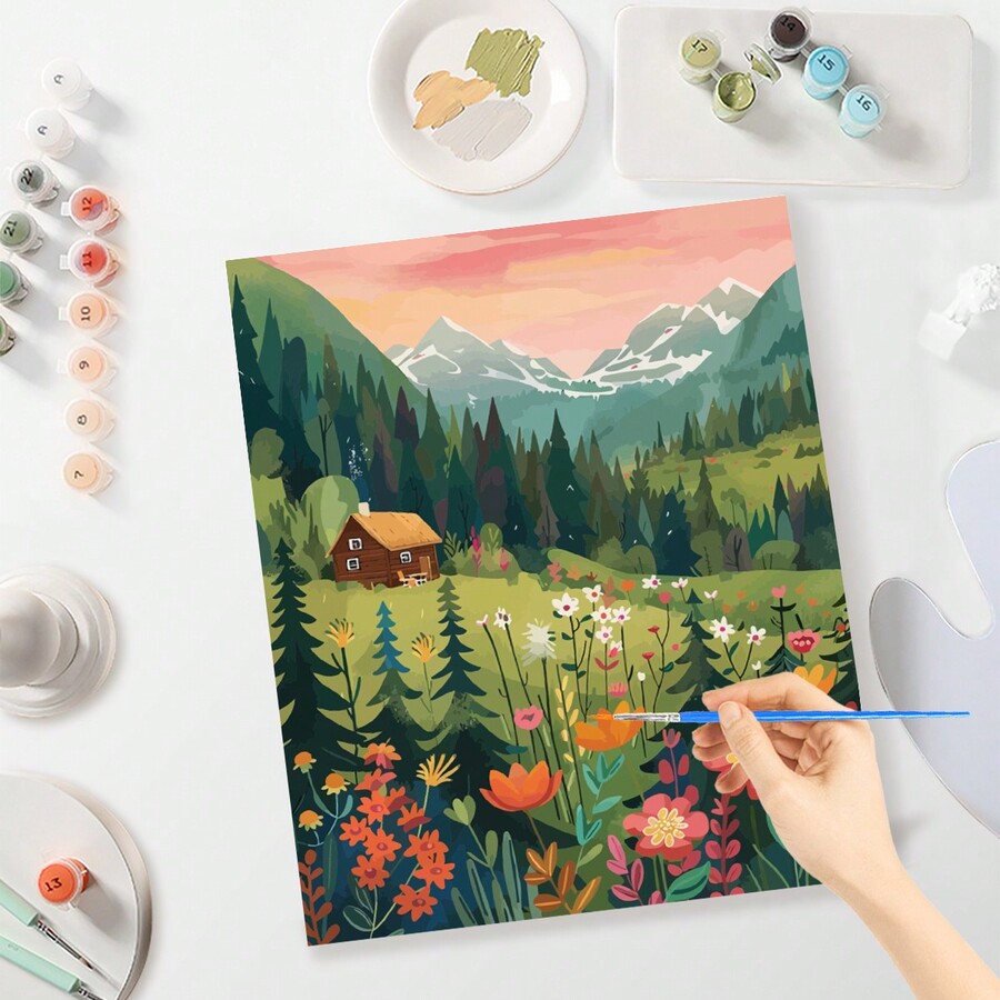 1pc Village Diy Painting By Numbers For Adults Kits Landscape Picture