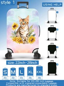 Cat, Man's Best Friend, Animal Tie-Dye Series, Personalized Digital Printing Pattern, Production Process Upgrade, Overall Elastic Binding Process, Thickened Elastic Fabric, Washable, Suitcase Protective Cover, Suitcase Protective Cover, Suitcase Dustproof Cover, Suitcase Dust Cover, Very Suitable For Business Trips, Travel, And Luggage Check-In, Suitable For 20-28 Inch Boxes. Bag For School School Accessories School Stuff
