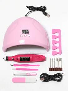 13pcs UV LED Light For Gel Nails & Nail Drill Machine & File & Grinding Head & Finger Splitter Set Nail Art Decorations Manicure Tools DIY Salon Home Gifts