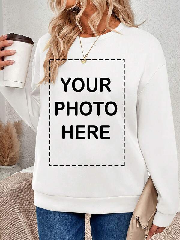 Customized Christmas/Thanksgiving Gift, Personalized Women's Crew Neck Sweatshirt - Add Your Own Photo (Family Portrait/Selfie) To Design Your Own Custom Printed, Customized Gift, Carnival, Personalized Sportswear Dawg Christmas Tshirt, Long Sleeve Shirt, Girls Fall Clothes, Winter Clothes For Women Ideal Gifts For Her Family, Friends, Children, Pink Girls For Anniversaries, For Mother's Day, For Birthdays, For Children's Day, For Vacation, For Holiday, For Winter/Autumn,Ornamental,Dawg,Unique,Custom,Ideal Gifts For Her,Family,Friends,Pink Girls,For Holiday,For Vacation,For Anniversaries,Customized Women Clothing