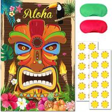 Suministros para fiesta de verano en Hawái, Juego "Pin the Sun on the Tiki", Juegos de fiesta hawaiana, Póster grande con 24 pegatinas de sol para juego de playa en fiesta hawaiana. - Multicolor - Ver 6