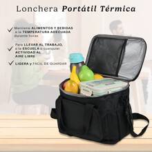 Lonchera Termica De Gran Capacidad Con Correas 15l Mochila - Negro - Ver 2
