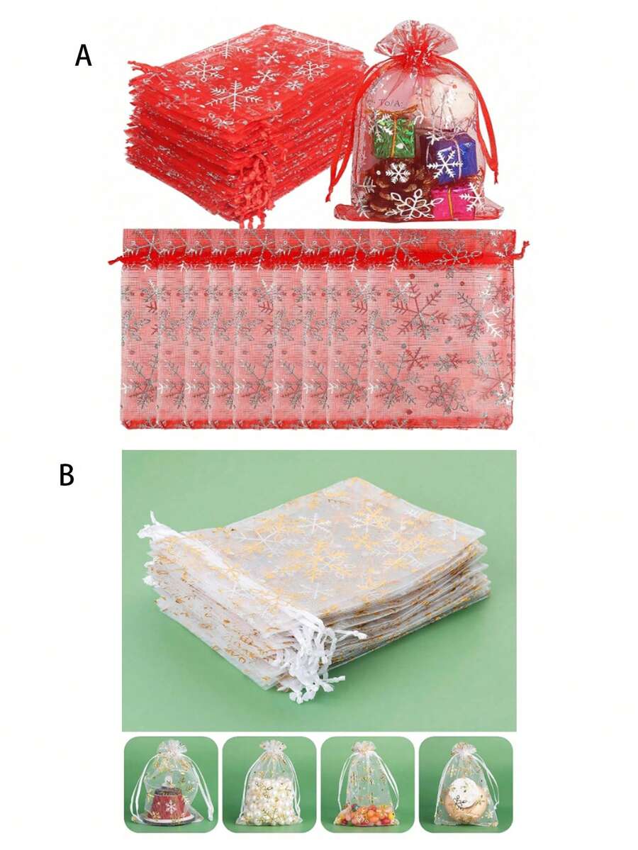 10 Cái/gói Đảng Ủng Hộ Túi Quà Tặng Kẹo Giáng Sinh Bánh Quy Dây Kéo Túi - Nhiều màu - Xem 1