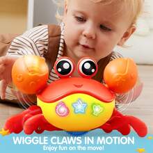 SYNCFUN Crawling Crab Baby Toy - Tummy Time Toy For Boys Girls, Interactive Big Crab Toy With Intelligent Sensor, Lights Buttons, Dancing Crab Auto-Avoiding Obstacles, Gift For Toddlers - متعدد الألوان - مشاهدة 4