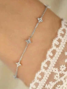 SereneSpark 1 chiếc vòng tay bạc 925 mạ vàng 18K, thích hợp cho tiệc tùng, lễ Phục Sinh và các dịp khác, trang sức tinh tế. - Bạc - Xem 3