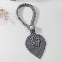 2 pezzi Cinghie per tende stile boho con nappine, senza fibbia, forma a foglia con decorazioni in legno e corda, decorazione tende, ottimi regali