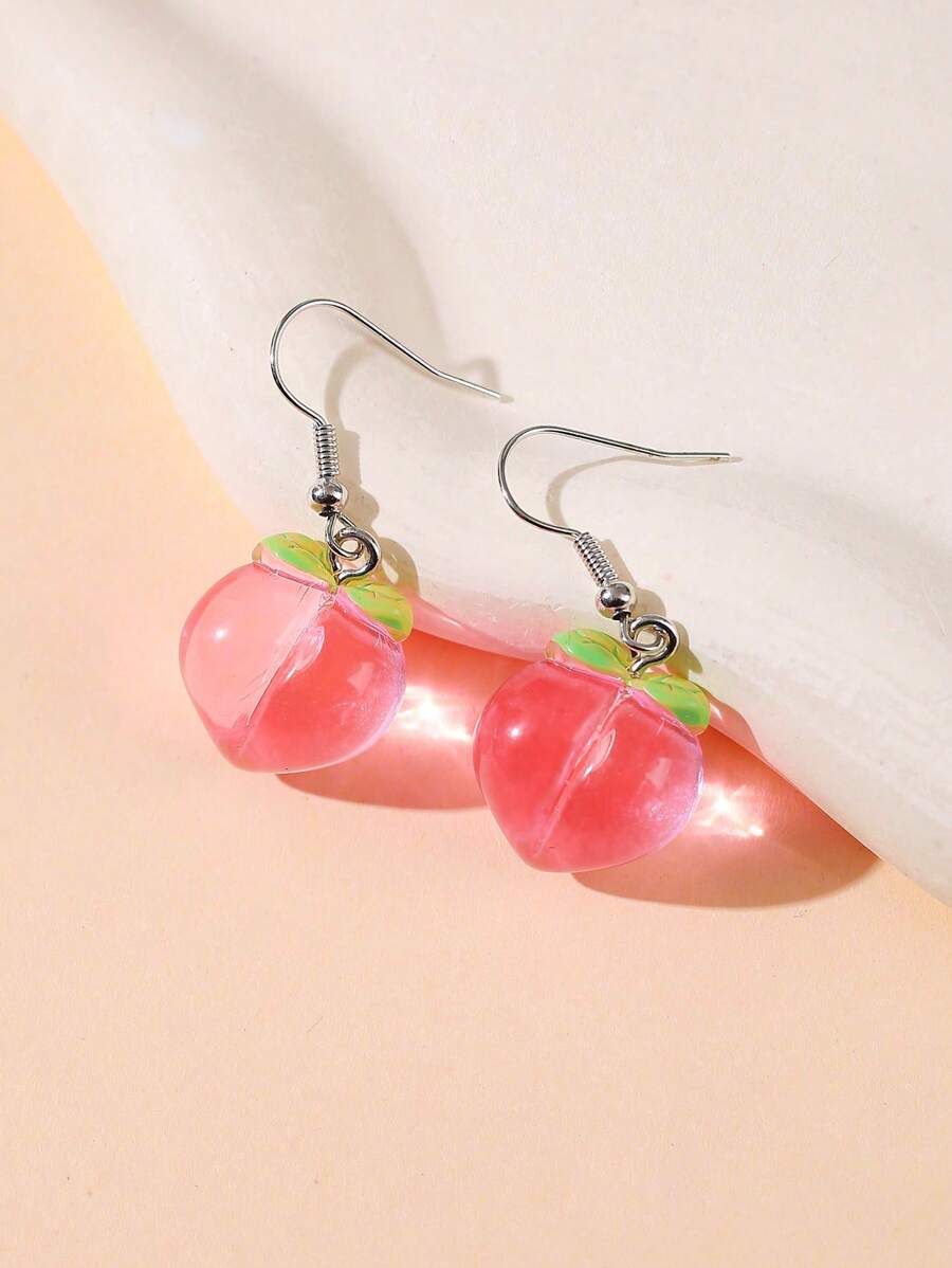 桃色耳墜 - 粉色 - 查看 1