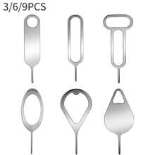 Herramienta de remoción de tarjeta SIM de 3/6/9 piezas, pins expulsor de bandeja de tarjeta en acero inoxidable para remover tarjeta pin de manera segura de todo tipo de teléfonos y tablets