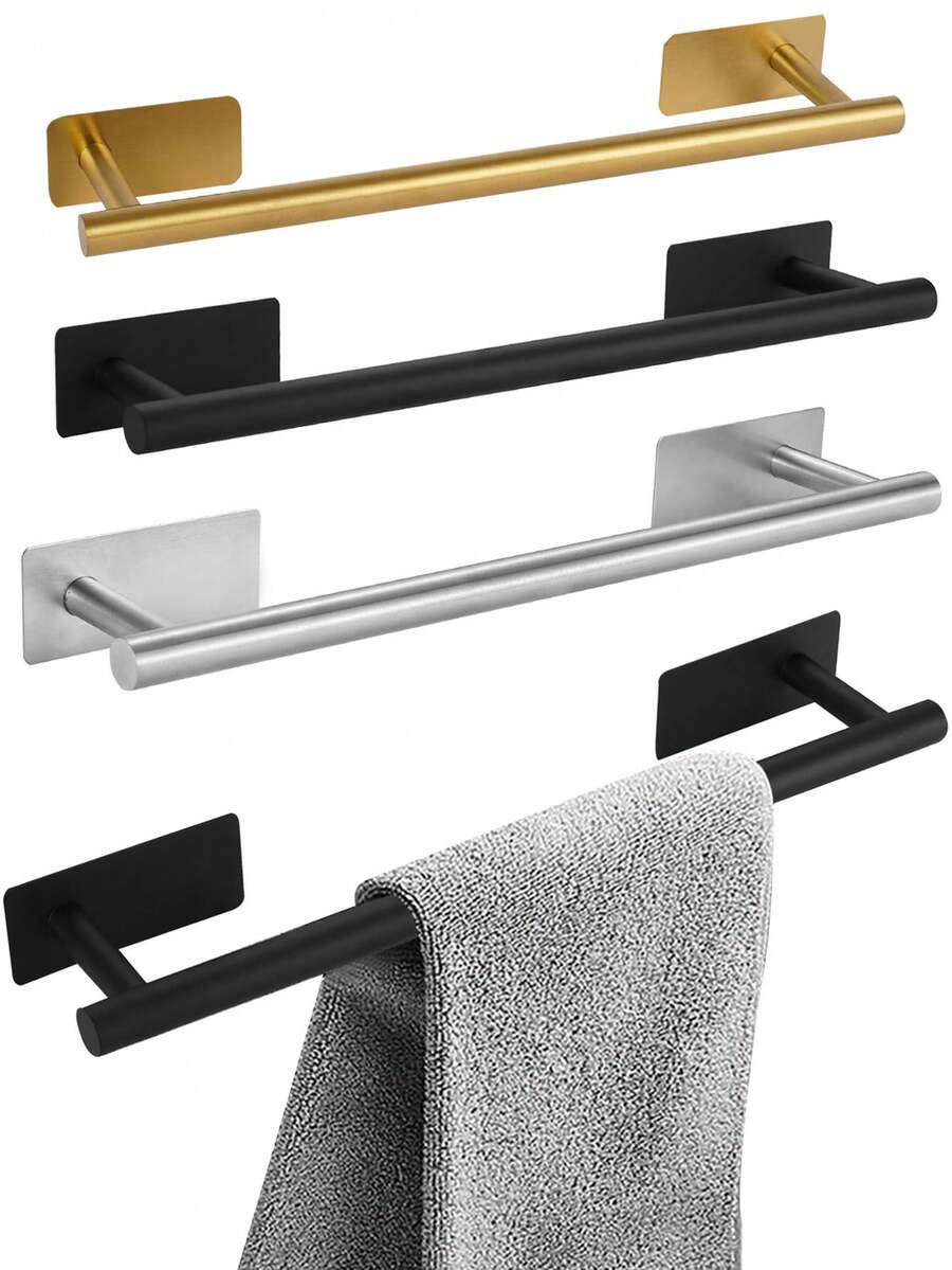 1pc PunchFree Bathroom Towel Bar, Wall Mounted Towel Rack, Bathroom