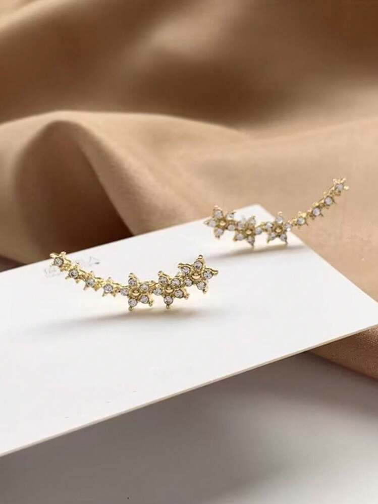 1 Pair Stainless Steel Flower & Star Stud Earrings, Fashion & Unique, Low Allergy, Elegant Alloy Jewelry, Suitable For Women, Valentine's Day, Mother's Day Gift - Multicolor - View 4