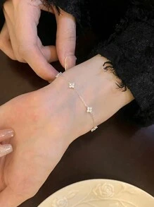 SereneSpark 1 chiếc vòng tay bạc 925 mạ vàng 18K, thích hợp cho tiệc tùng, lễ Phục Sinh và các dịp khác, trang sức tinh tế. - Bạc - Xem 5