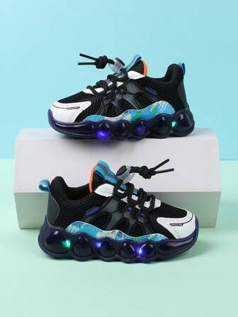 時尚LED發光情侶嬰兒運動鞋，透氣舒適適合各季節，適用於男女寶寶戶外活動