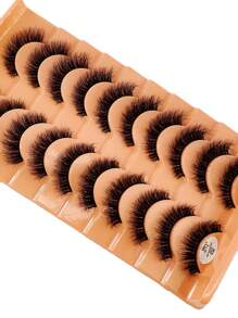 HBZGTLAD 10 对柔软蓬松自然纤长 3D 水貂假睫毛化妆套装，加长短睫毛条睫毛、睫毛、睫毛、假睫毛 - 交叉款 - 查看 2