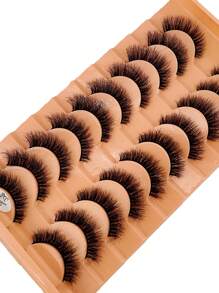 HBZGTLAD 10 对柔软蓬松自然纤长 3D 水貂假睫毛化妆套装，加长短睫毛条睫毛、睫毛、睫毛、假睫毛 - 交叉款 - 查看 3