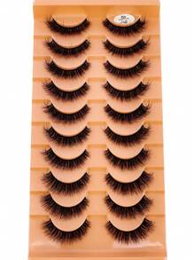 HBZGTLAD 10 对柔软蓬松自然纤长 3D 水貂假睫毛化妆套装，加长短睫毛条睫毛、睫毛、睫毛、假睫毛 - 交叉款 - 查看 4