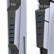 HONSON USB 集线器，5 合 1 USB 端口扩展器，兼容 P5、P5 SLIM、P5 PRO 游戏机 - 黑與白 - 查看 3