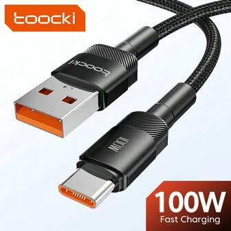 สายแปลงUSB A เป็น Type C ของ Toocki (1 ม./2 ม./3 ม.), 100W (6A), สำหรับ P30 P40 POCO Realme Oneplus สายข้อมูล