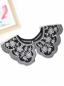 1pc Women Fashion Palace-Style Retro Floral Embroidered Detachable Collar For Dating Party Outfits Accessories Women - Black and White - View 17