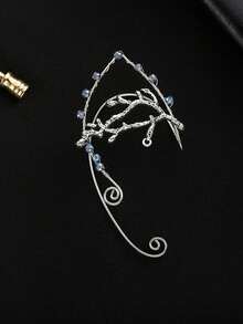 1 pieza Puño de oreja trenzado a mano de cobre antiguo, pendiente de clip ajustable con diseño de ramita de moda y exquisito para cosplay, complemento de moda para el oído sin perforar para mujeres, para uso diario, actuaciones y festivales - Ganchos para la oreja sin piercing - Ver 3