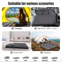 Car Air Mattress Inflatable Back Seat Air Beds Thick Sleeping Pad Thickened Car Camping Pad SUV Truck Travel Backseat Mattress With Electric Air Pump 2 Pillows, Black - 黑色 - 查看 7