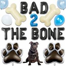 LaVenty黑色狗狗2歲生日派對裝飾Bad 2 The Bone氣球Bad Two The Bone派對裝飾小狗生日派對用品 - 彩色 - 查看 3
