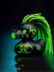 Hand-Painted Satan Duck In Suit/Rock Duck Desktop Model Ornament, Car Decoration - Multicolor - View 3