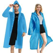 1pc Lightweight Reusable EVA Rain Ponchos For Adults, Rain Jackets Raincoats For Men Women - Black - View 9