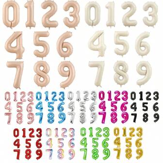 1 个 40 英寸大数字气球，米色、金色、蓝色、粉色、黑色、红色、绿色、玫瑰金、彩虹色 0 1 2 3 4 5 6 7 8 9 铝箔气球，适用于生日派对用品，适合男士女士新年庆祝、结婚周年纪念、圣诞节