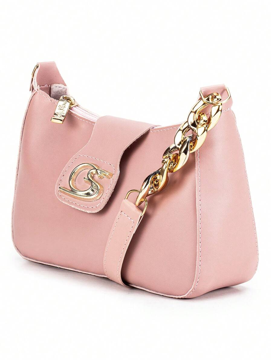 Gaby Show Women's Crescent Half Moon Shoulder Bag - 藕粉色 - 查看 1