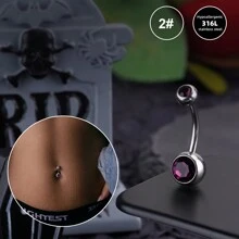 1 件装朋克哥特式蝙蝠恐龙骷髅肚脐环玫瑰肚脐环透明 CZ 14G 不锈钢蝴蝶肚脐穿孔阴阳八卦肚脐钉心形肚脐环肚脐环吊坠肚脐穿孔首饰女孩姐妹万圣节礼物最好的朋友礼物 - 彩色 - 查看 10