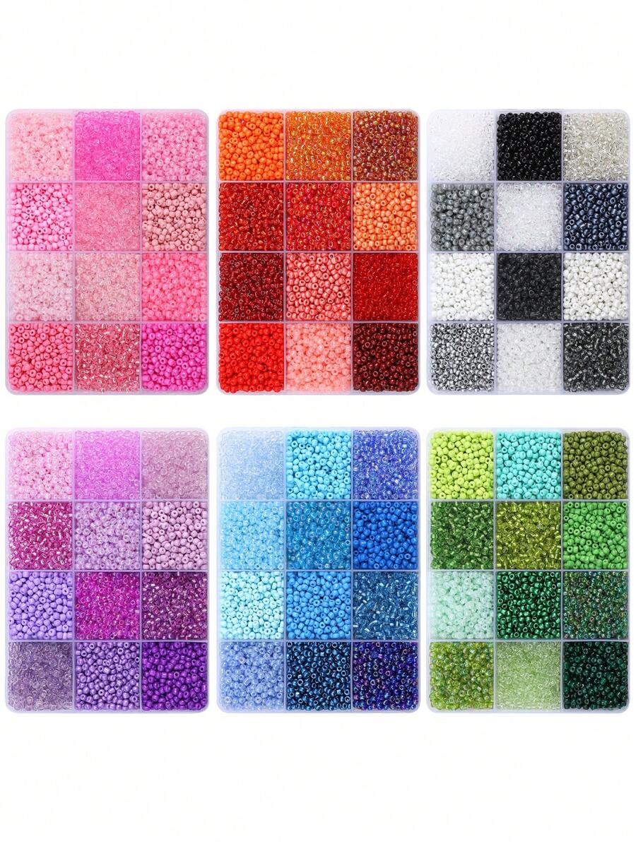 6000pcs 3mm MultiColor Optional 12 Grid Rice Bead Set Box For DIY Jewelry Necklace Bracelet Ring Making - 12-grid Rice Bead Set - View 1