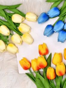 10入組高品質鬱金香人造花束 - 觸感柔軟，持久耐用，非常適合婚禮和訂婚裝飾 - 家居、酒店、派對、活動和聖誕裝飾的理想選擇 - 彩色 - 查看 5