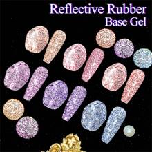 7毫升反光闪粉橡胶底油指甲油，香槟色闪粉橡胶底油，夏季美甲，半永久可卸凝胶指甲油，UV/LED凝胶指甲油，美甲用品，DIY美甲沙龙居家美甲，女士礼物 - 香檳色 - 查看 10