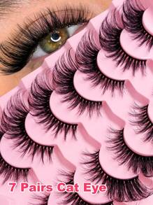 新款7對貓眼睫毛，緊貼眼尾增長效果，自然假睫毛，蓬鬆柔軟纖長的睫毛尾設計，可重覆使用，搭配彩妝使用的假睫毛 - 眼尾拉長款 - 查看 1