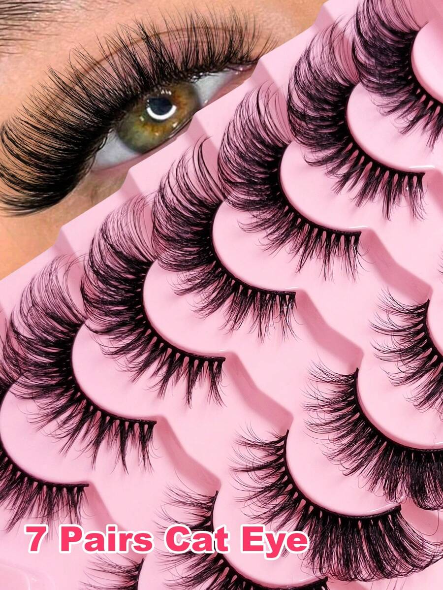 新款7對貓眼睫毛，緊貼眼尾增長效果，自然假睫毛，蓬鬆柔軟纖長的睫毛尾設計，可重覆使用，搭配彩妝使用的假睫毛 - 眼尾拉長款 - 查看 1