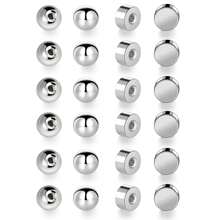 6對不鏽鋼耳扣金平面耳背針可替換耳針扣平面花絮耳針 - 鋼色 - 查看 7