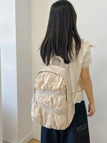 1入經典大容量學院風尼龍旅行背包，帶拉鍊的簡約書包，學生背包，可愛的袋子，適合大學生，中學生的畢業禮物，十年級學生，十一年級學生和十二年級學生使用，適用於外出旅行和返校，旅行必備品