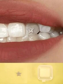 1pc Ladies' Sparkling Rhinestone Hollow Out Five-Pointed Star Tooth-Shaped Diamond Gift For Girlfriend, Women, Best Friend