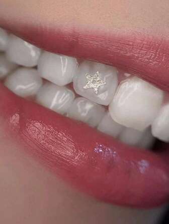 1 st glittrande rhinestone för damer ihålig femuddig stjärna tandformad diamantpresent till flickvän, kvinnor, bästa vän