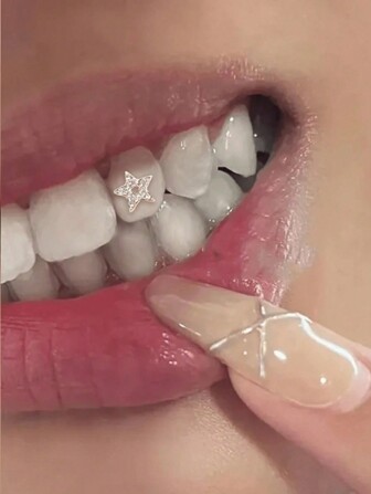 1 st glittrande rhinestone för damer ihålig femuddig stjärna tandformad diamantpresent till flickvän, kvinnor, bästa vän