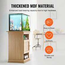 Aquarium Stand, 20 Gallon Fish Tank Stand, 25.2 X 15.7 X 28.3 In MDF Turtle Tank Stand, 167.6 Lbs Load Capacity, Reptile Tank Stand With Storage, Cabinet And Hardware Kit, Basswood Color - 薑色 - 查看 4