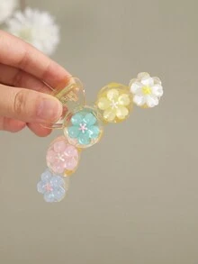 1pc Cherry Blossom Flower Hair Claw Clip For Daily Wear - Purple - View 2