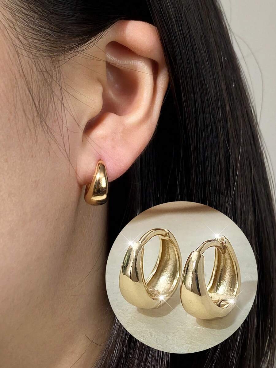 1 Pair Of Stainless Steel Glossy Ear Studs For Men And Women - Silver - View 1